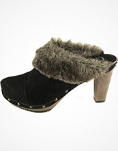 Scholl Contemporary Fur High Clog träskor & clogs i svart