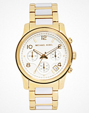 Michael Kors Runway White And Gold Strap Chronograph Watch