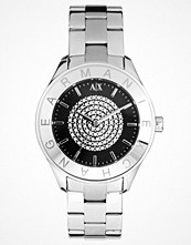 Armani Exchange Silver Watch With Diamante Circle Face