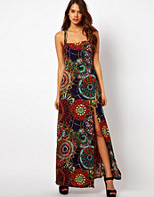 Ax Paris Printed Maxi Dress With Thigh Split