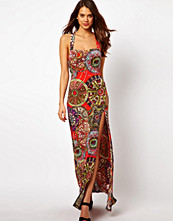 Ax Paris Printed Maxi Dress With Thigh Split