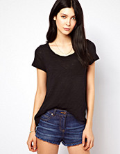 American Vintage Cotton Slub Tee With Woven Silk Back