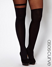ASOS CURVE Black Over The Knee Stripe Tights