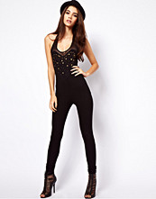 ASOS Unitard in Heart Panels with Studs