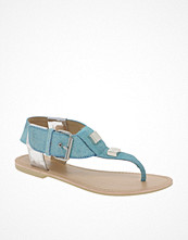Park Lane Suede Blue Flat Sandal