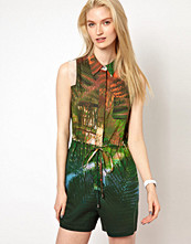 Chalayan Grey Line Sleeveless Playsuit in Print