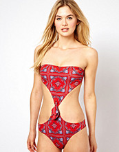 ASOS Bandana Print Knot Cut Out Bandeau Suit