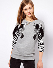 ASOS Sweatshirt with Fringed Zebra Sleeve
