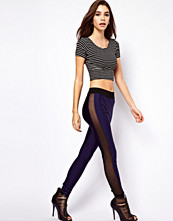 ASOS High Waist Disco Leggings in High Shine with Mesh Panels