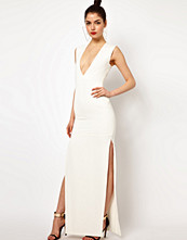 Aqua Kubrick Maxi Dress With Plunge Neck and Thigh Split