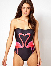 ASOS Flamingo Bandeau Swimsuit