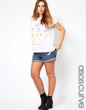 ASOS CURVE Denim Short With Rips In Indigo