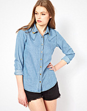 A|wear Lightweight Denim Shirt With Gold Collar Tips