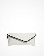 River Island White Assymetric Zip Clutch Bag