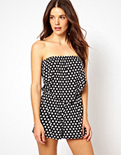 ASOS Spot Print Jersey Bandeau Beach Playsuit