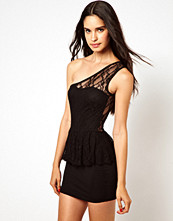 Club L One Shoulder Lace Peplum Dress