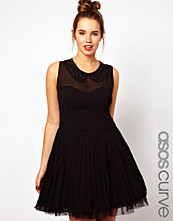 ASOS CURVE Pleated Dress With Embellished Collar