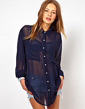 American Apparel Chiffon Oversized Button Up Blouse