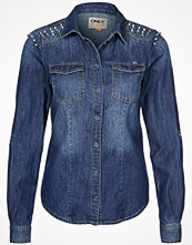 Only ROCK IT SILVER STUD DESTROY Blått