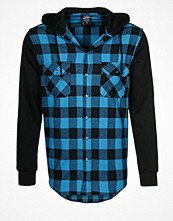Urban Classics HOODED CHECKED FLANELL SWEAT SLEEVE Blått