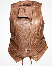 Culture Mall Leather Waistcoat Nougat Brown