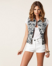 Vila Floral Denim Waistcoat