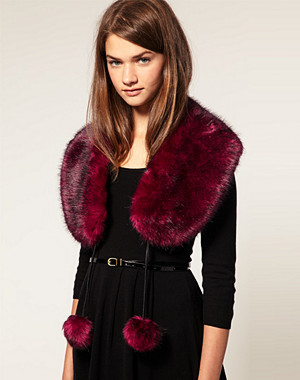 ASOS Faux Fur Pom Pom Collar
