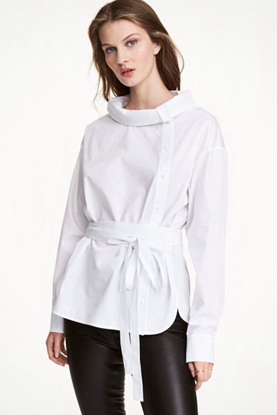 H&M vit långärmad blus