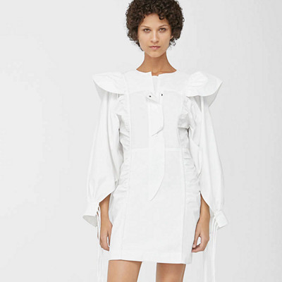 Mango vit poplinklänning med volanger