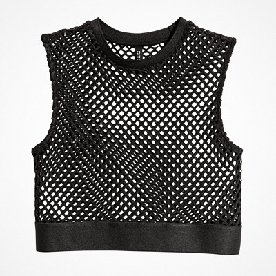 H&M svart mesh crop top