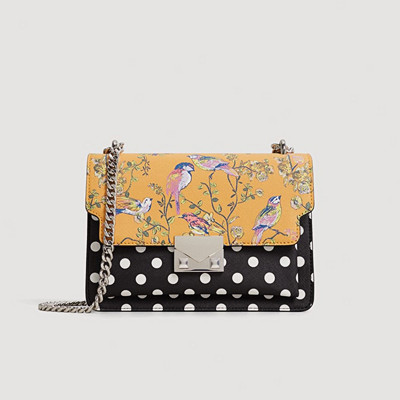 Mango tvåmönstrad handväska med tunn metallkedja