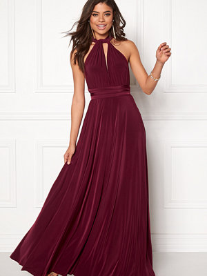 Goddiva Multi Tie Maxi Dress Wine-red