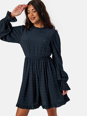 Bubbleroom Viscose Frill Dress Navy