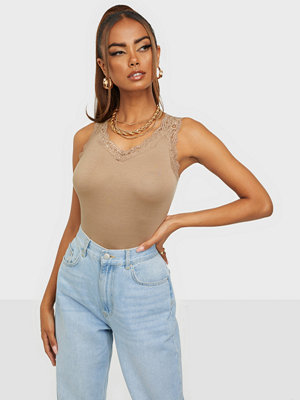 Pieces Pcbarbera Lace Top Noos Bc - Beige