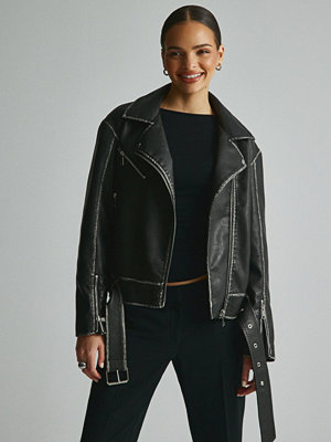 Nelly PU Vintage Biker Jacket - Svart