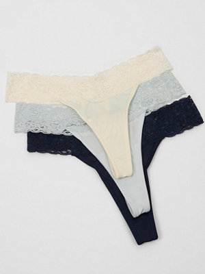 NLY Lingerie3-pack Lovely Feels Thong 3-pack - Blå
