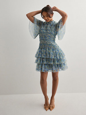 Malina Minnie short sleeve lace mini dress - Blommig