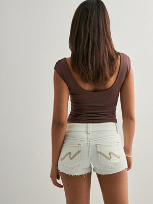 Nelly Stitch Jeans Shorts - Vit