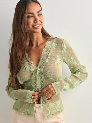 Nelly Delicate Lace LS Top - Grön
