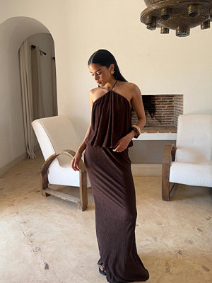 Nelly Fine Structure Skirt - Brun