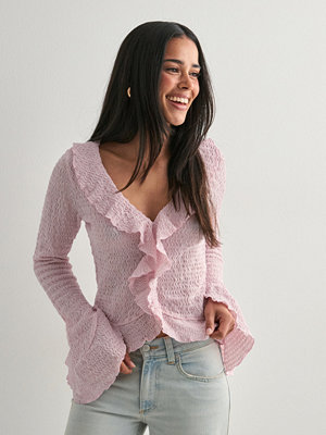 Nelly Lovely Frill LS Top - Rosa