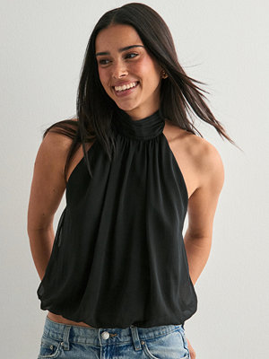 Nelly Puffy Halterneck Top - Svart