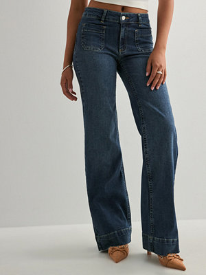 Jeans - Nelly Mid Waist Pocket Jeans - Blå