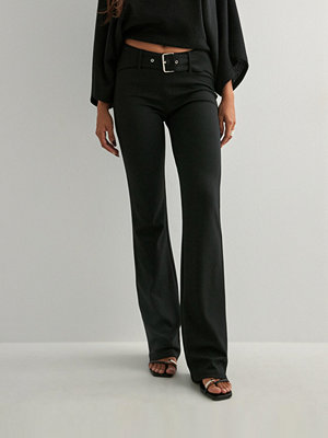 Nelly byxor Belted Jersey Pants - Svart