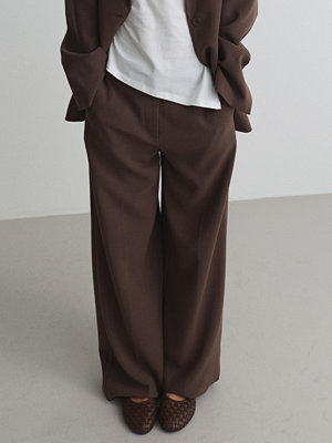 Nelly byxor Mid Waist Wide Suit Pants - Brun