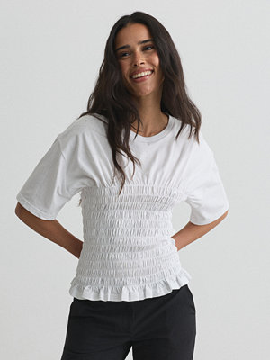 Nelly Smock Waist Tee - Vit