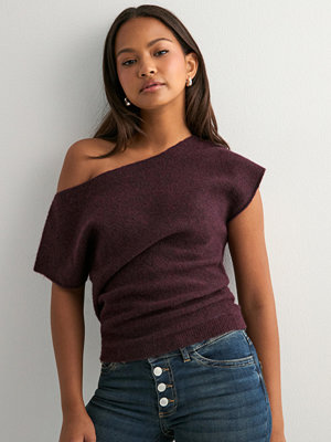 Nelly Wide Neck Knit Top - Röd