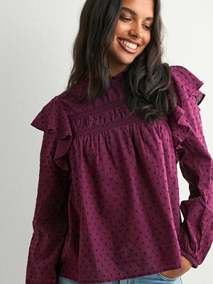 Vero Moda Vmtrine Ls Lace Top Wvn Noos - Röd