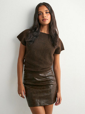 Only Onleverle Hw Faux Leather Skirt Pnt - Brun