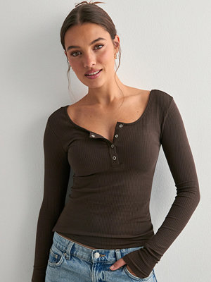 Pieces Pckitte Ls Top Noos Bc - Brun
